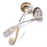 Inverness: silver fiddle pattern ladle by Robert Naughton and another, perhaps by the same,