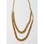 9ct gold curb necklet, doubled, 24g.