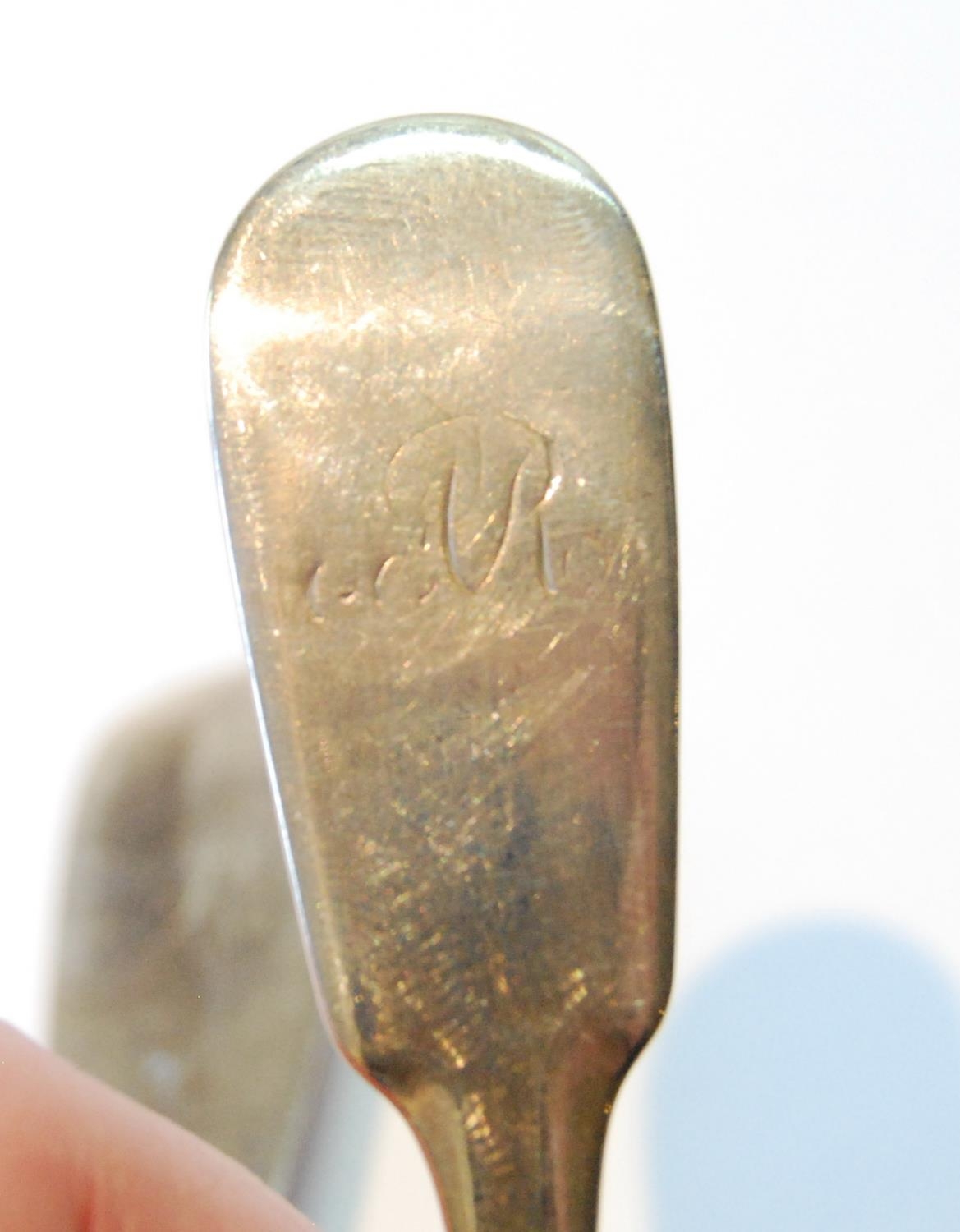 Silver jam spoon of fiddle pattern by William Simpson, Banff, and another by Peter Gill, Aberdeen c. - Image 3 of 5