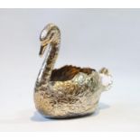 Silver bowl modelled as a swan, probably Dutch, Import Marks, Chester 1900, 16cm long, 253g or 8oz.