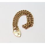 9ct gold curb bracelet with padlock, 21g.