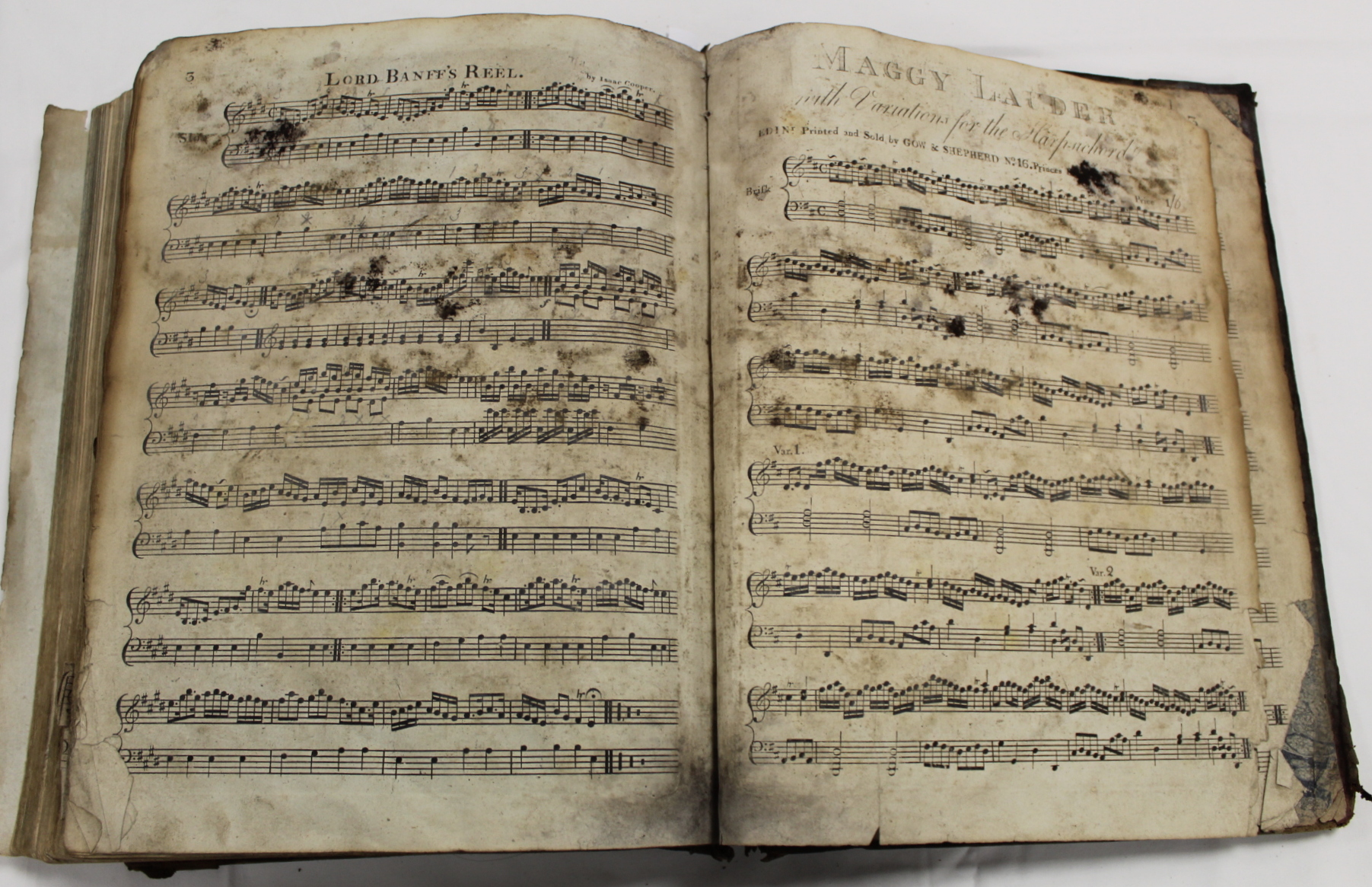 Music.  A well worn & damp stained quarto vol. of music scores, late 18th/early 19th cent., some - Image 34 of 65