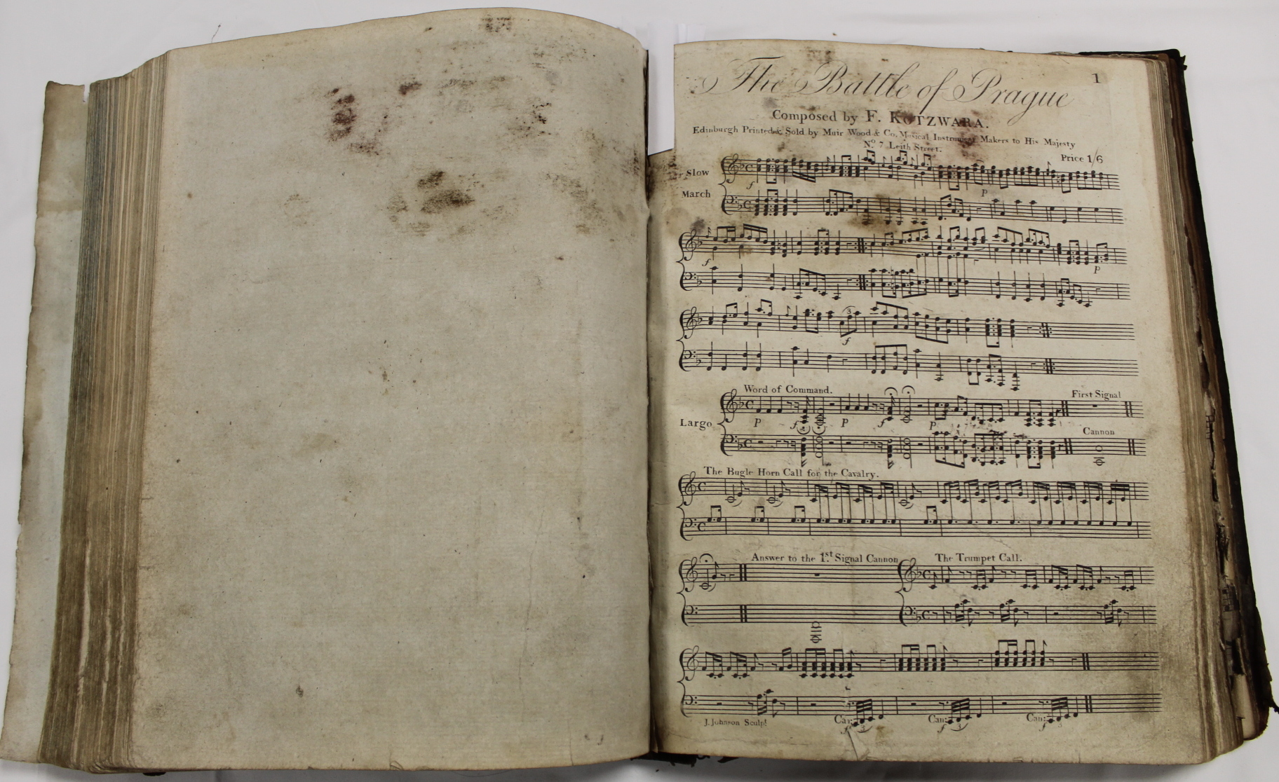 Music.  A well worn & damp stained quarto vol. of music scores, late 18th/early 19th cent., some - Image 18 of 65