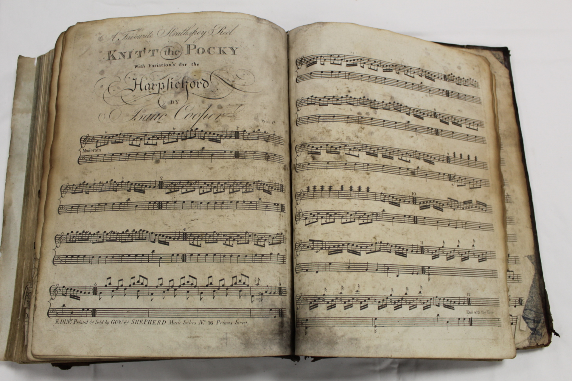 Music.  A well worn & damp stained quarto vol. of music scores, late 18th/early 19th cent., some - Image 32 of 65
