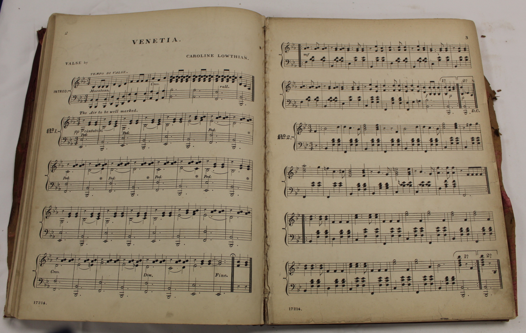 Music.  A well worn & damp stained quarto vol. of music scores, late 18th/early 19th cent., some - Image 61 of 65