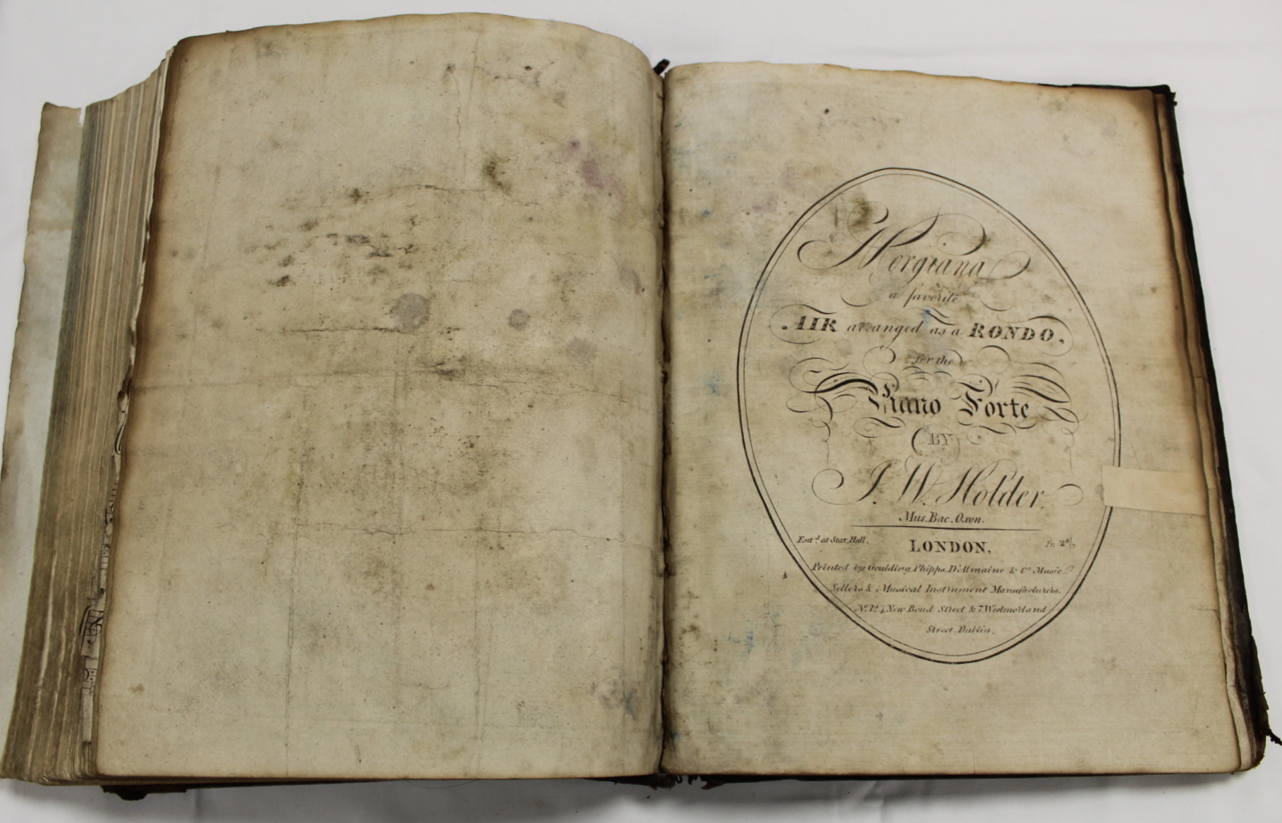Music.  A well worn & damp stained quarto vol. of music scores, late 18th/early 19th cent., some - Image 25 of 65