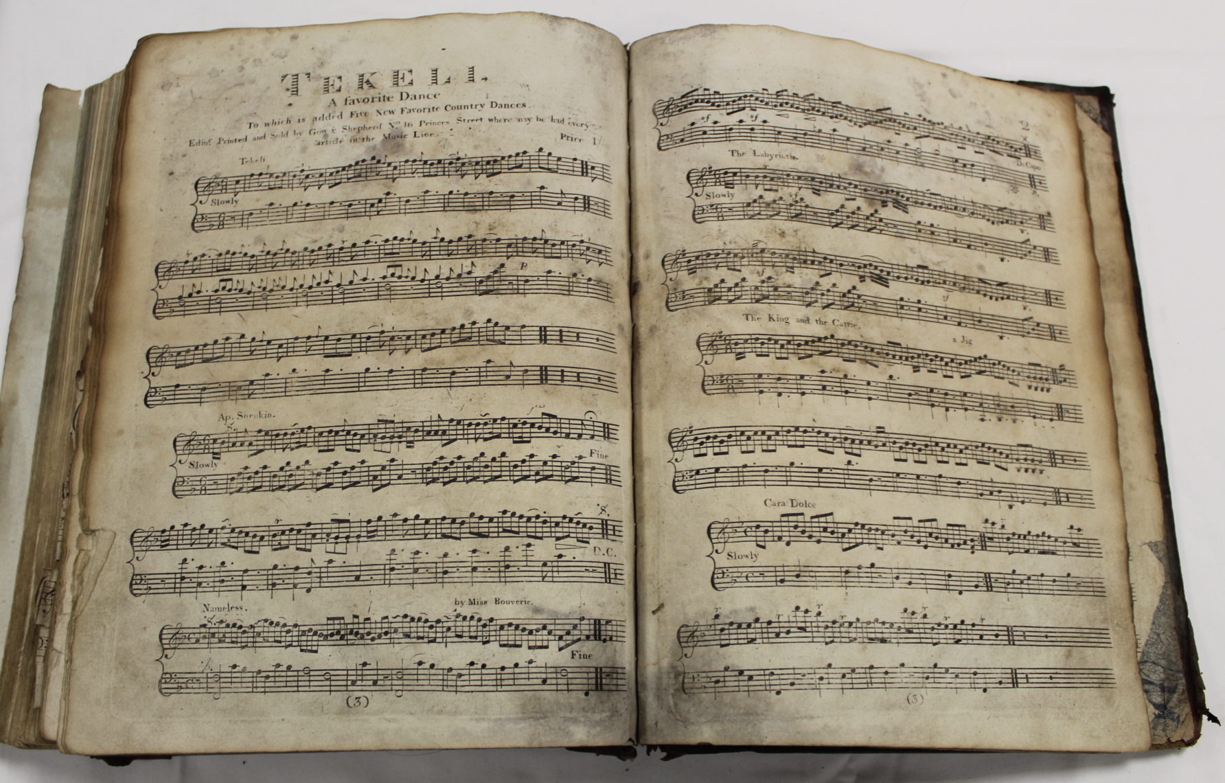 Music.  A well worn & damp stained quarto vol. of music scores, late 18th/early 19th cent., some - Image 31 of 65