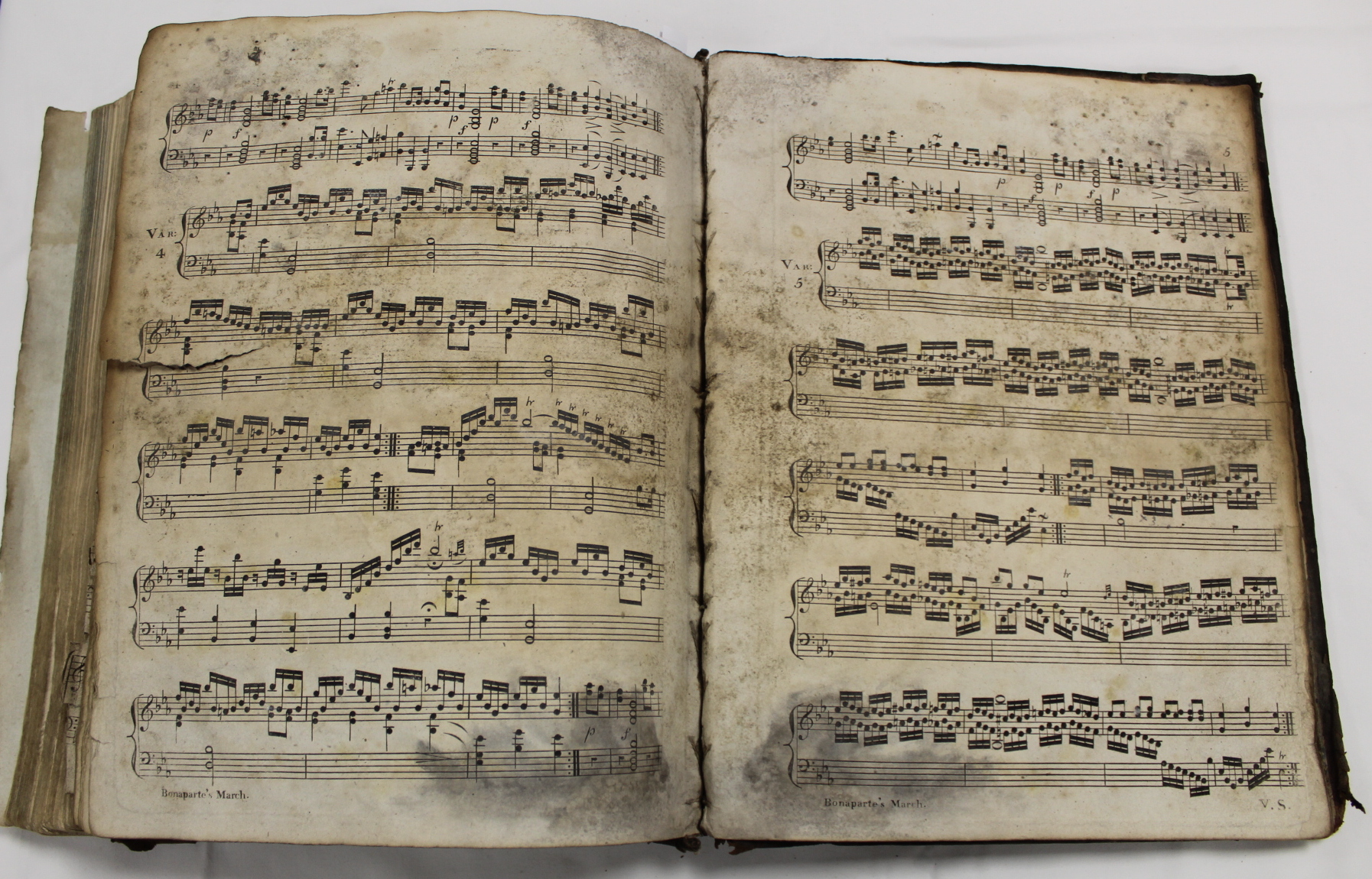 Music.  A well worn & damp stained quarto vol. of music scores, late 18th/early 19th cent., some - Image 29 of 65