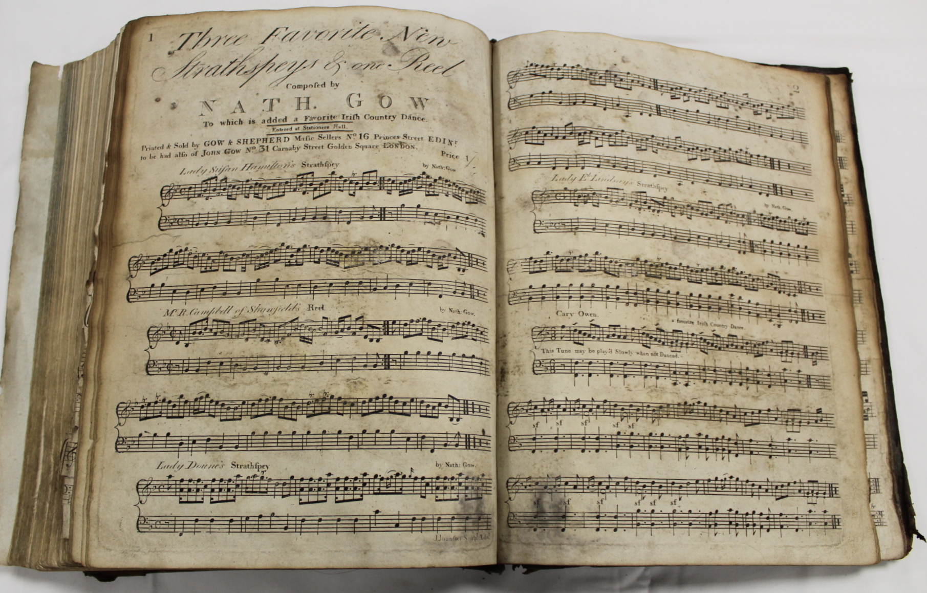 Music.  A well worn & damp stained quarto vol. of music scores, late 18th/early 19th cent., some - Image 26 of 65