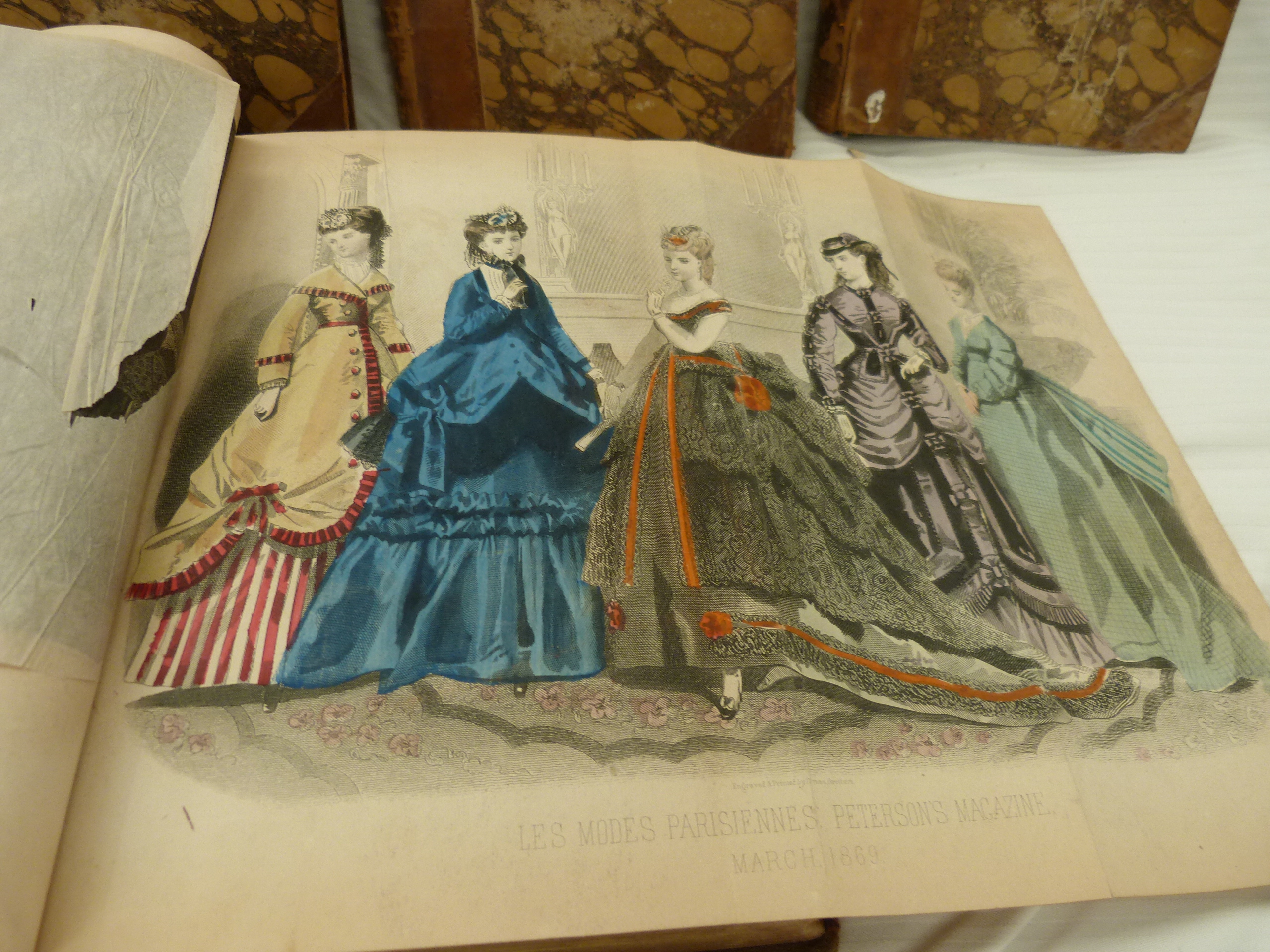 Peterson's Magazine. Bound vol. for 1869. Fldg. hand col. fashion plates, many other plates, illus., - Image 5 of 5