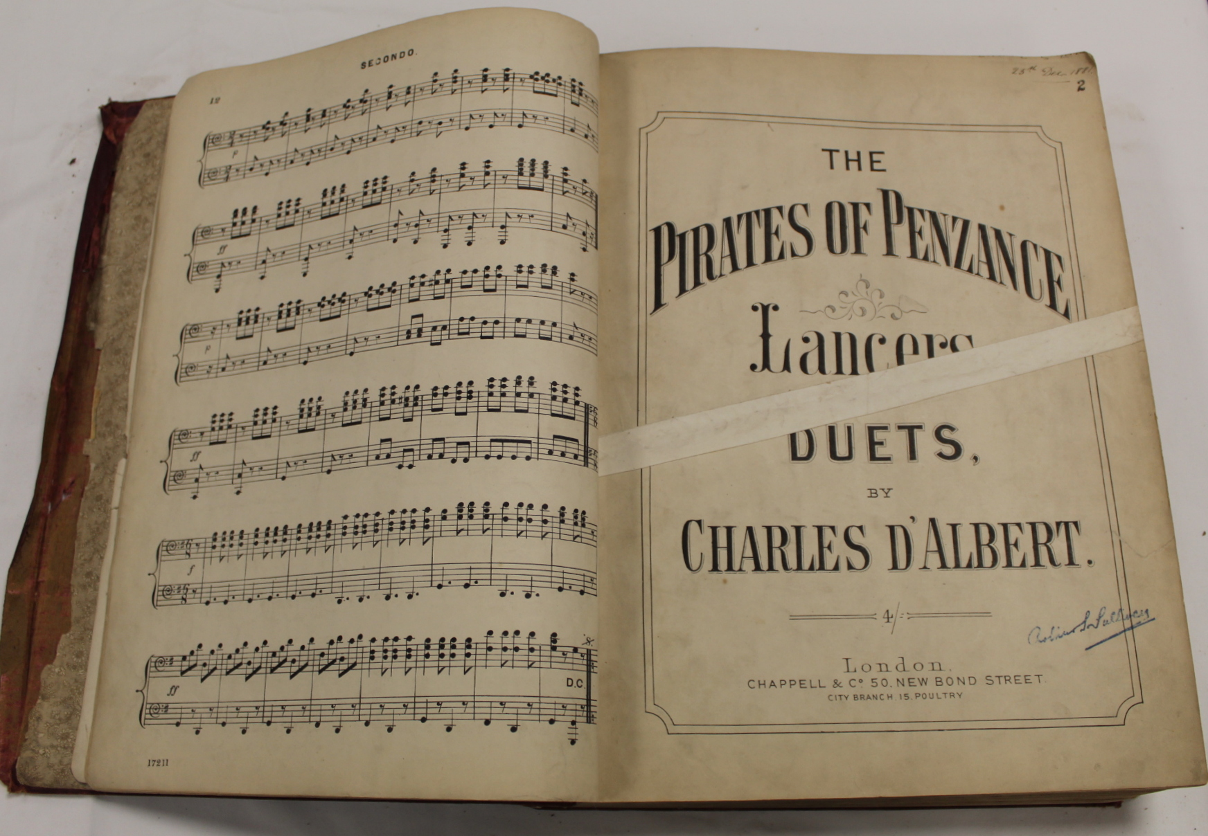 Music.  A well worn & damp stained quarto vol. of music scores, late 18th/early 19th cent., some - Image 50 of 65