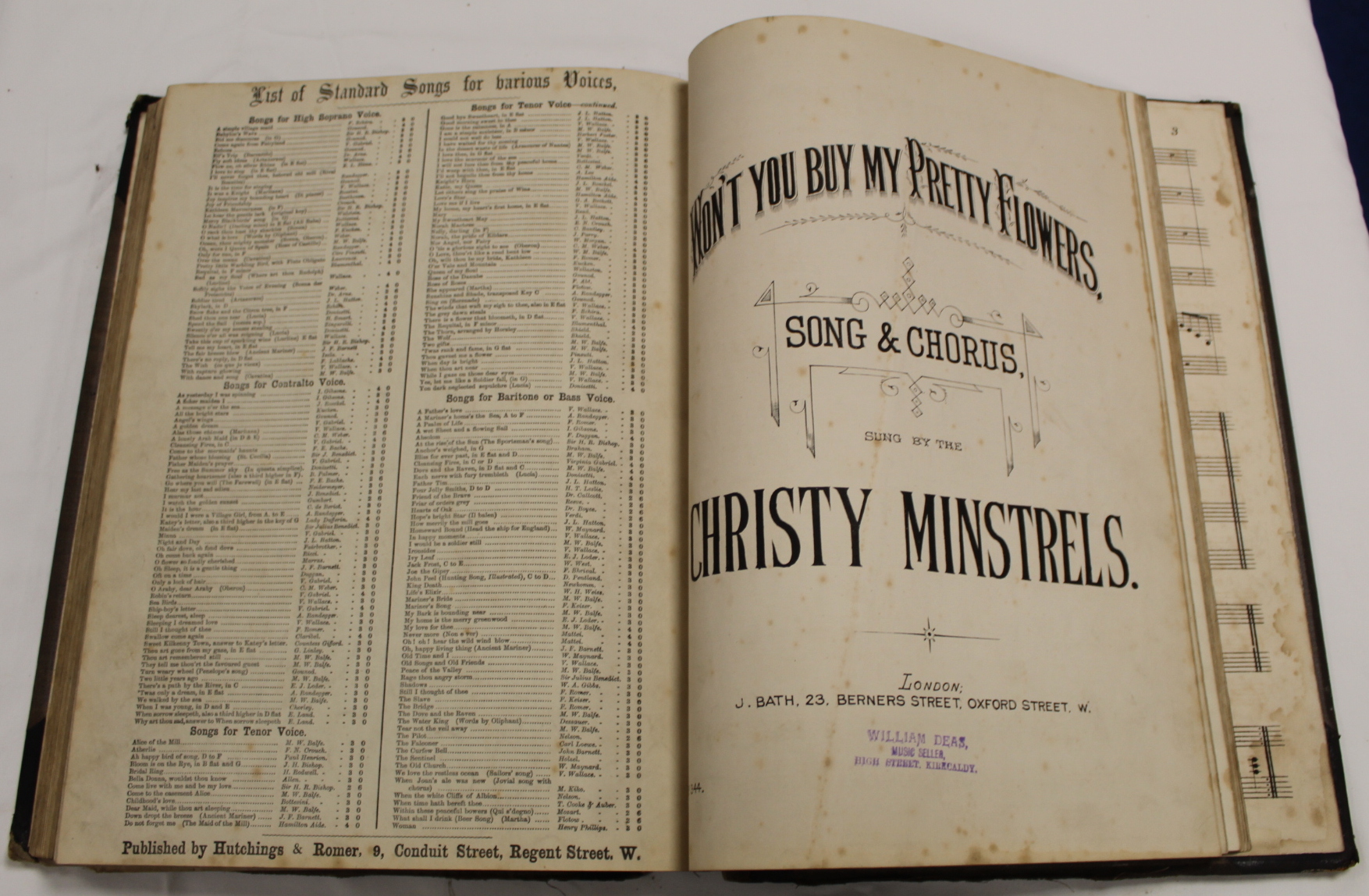 Music.  A well worn & damp stained quarto vol. of music scores, late 18th/early 19th cent., some - Image 46 of 65