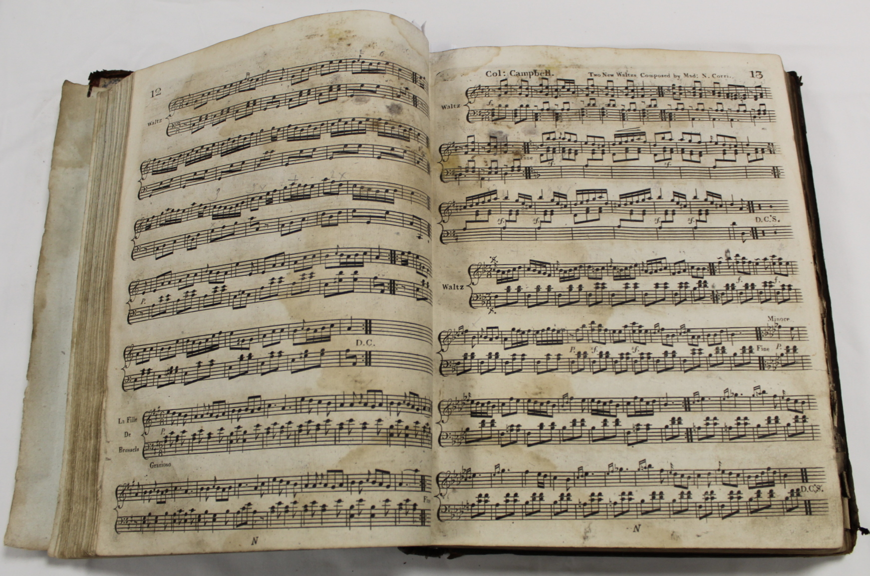 Music.  A well worn & damp stained quarto vol. of music scores, late 18th/early 19th cent., some - Image 9 of 65