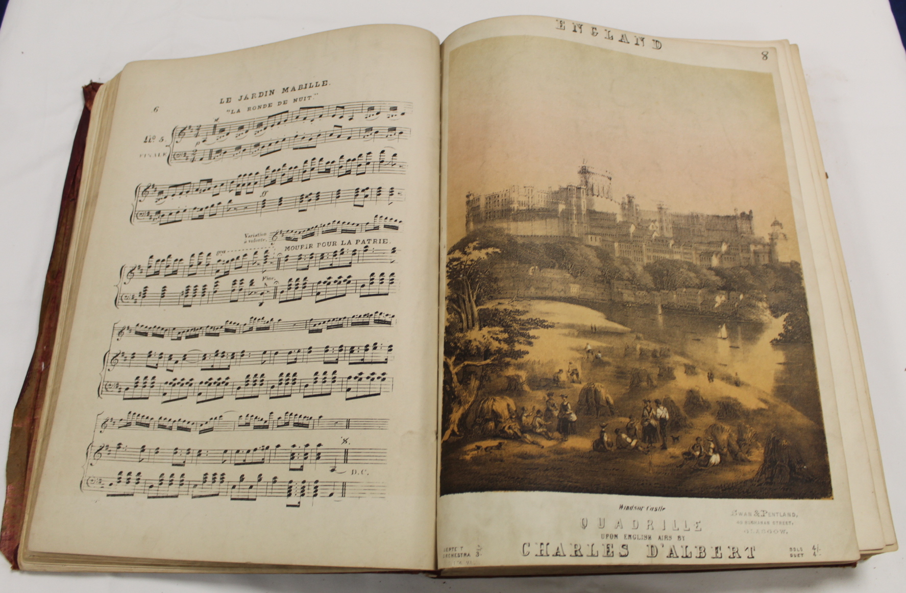 Music.  A well worn & damp stained quarto vol. of music scores, late 18th/early 19th cent., some - Image 53 of 65