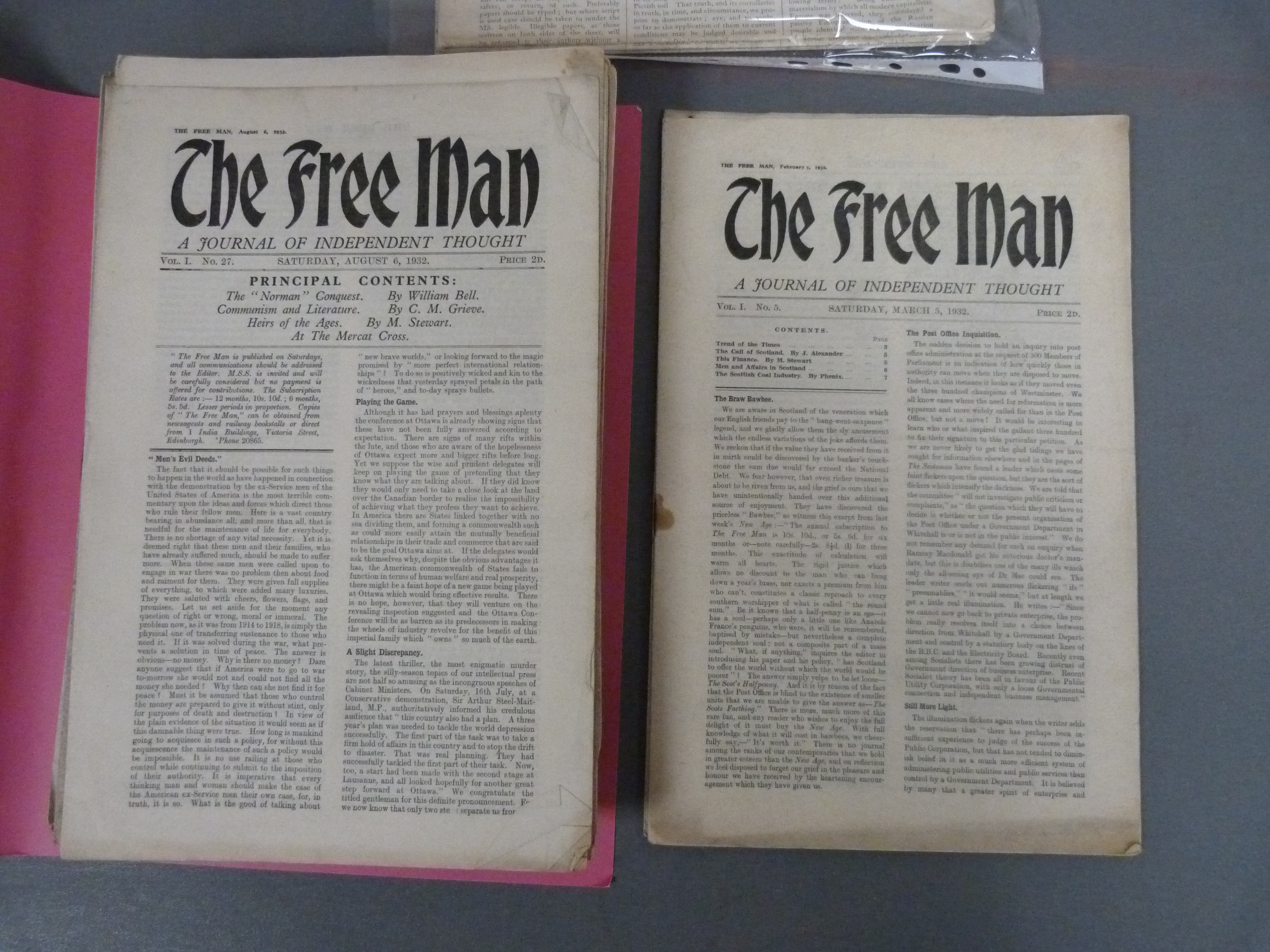 The Free Man, A Journal of Independent Thought.  54 issues of this Nationalist-leaning Scottish
