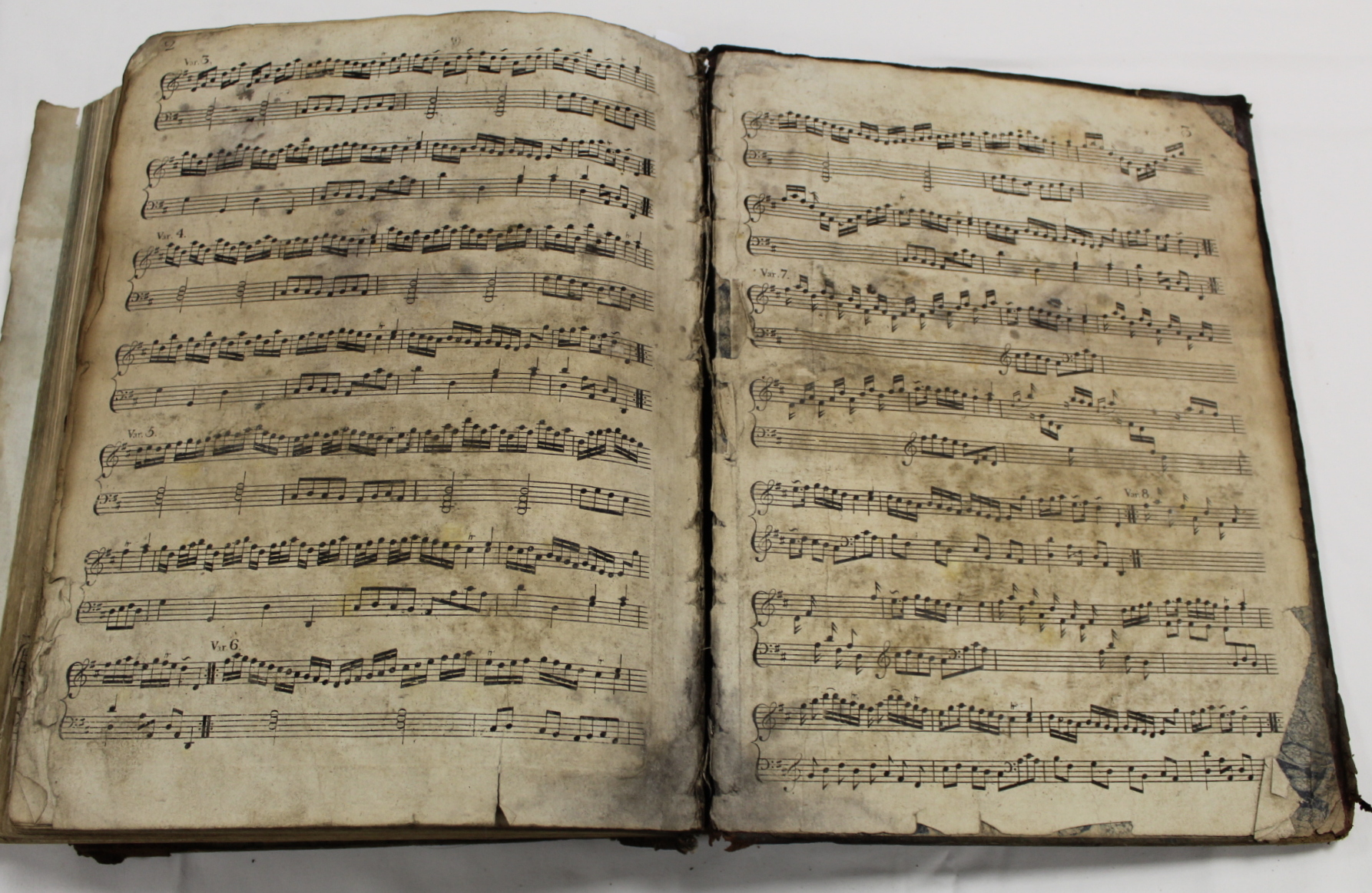 Music.  A well worn & damp stained quarto vol. of music scores, late 18th/early 19th cent., some - Image 35 of 65