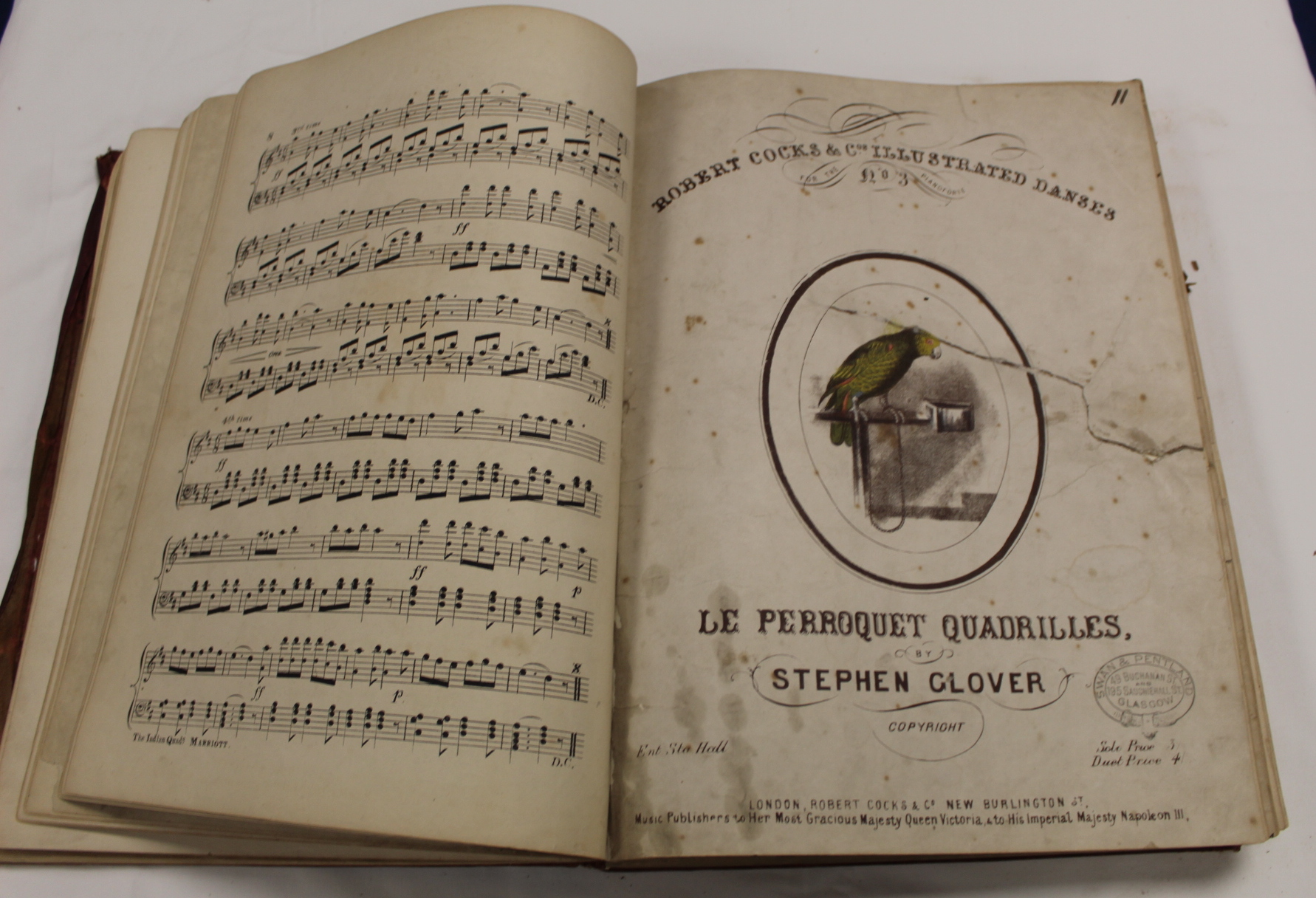 Music.  A well worn & damp stained quarto vol. of music scores, late 18th/early 19th cent., some - Image 55 of 65