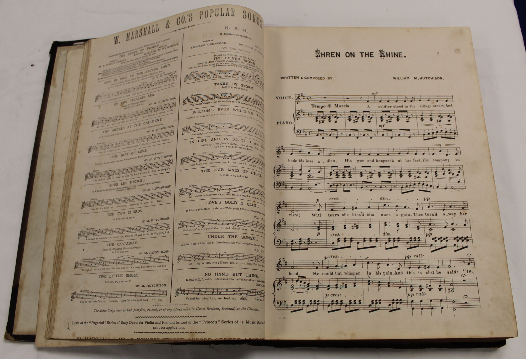 Music.  A well worn & damp stained quarto vol. of music scores, late 18th/early 19th cent., some - Image 39 of 65