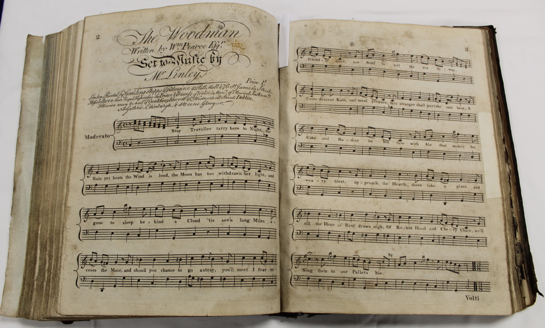 Music.  A well worn & damp stained quarto vol. of music scores, late 18th/early 19th cent., some - Image 19 of 65