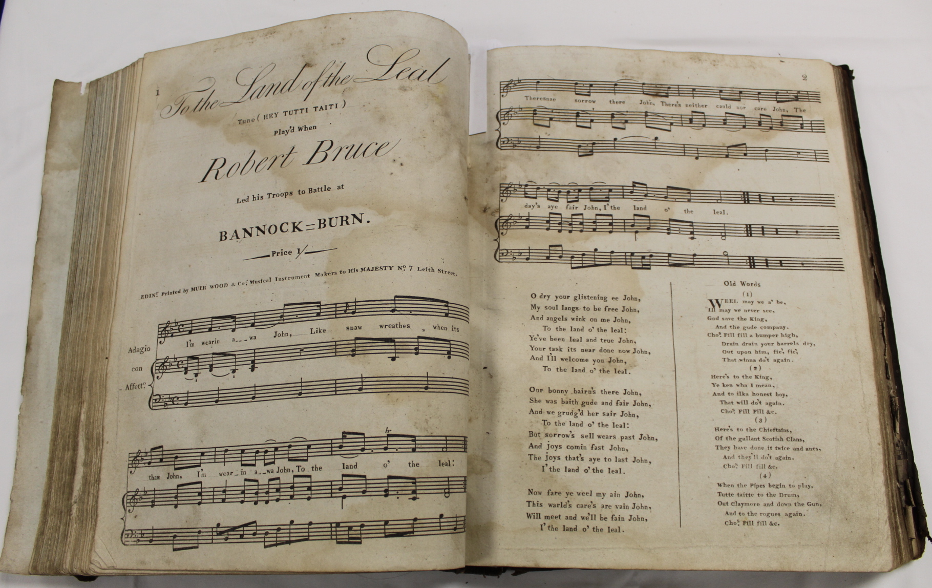 Music.  A well worn & damp stained quarto vol. of music scores, late 18th/early 19th cent., some - Image 14 of 65