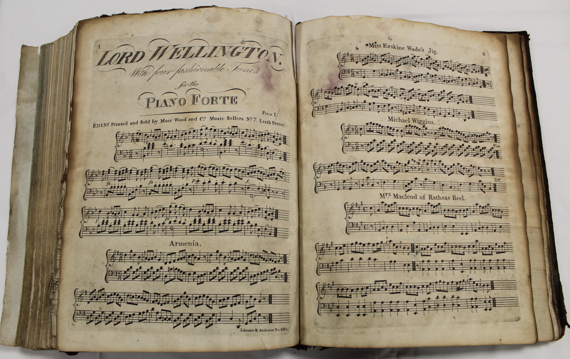 Music.  A well worn & damp stained quarto vol. of music scores, late 18th/early 19th cent., some - Image 24 of 65
