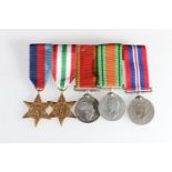 WWII medal group comprising 1939-1945 star, Italy star, Africa service medal, Defence medal and