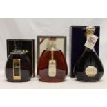 Three bottles of HINE cognac including Rare & Delicate Champagne Cognac 40% abv 1litre, Extra Cognac