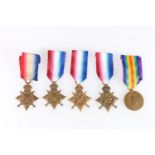 Five WWI medals including four 1914-15 stars: 18885 Corporal John McMaster (MM) of the 12th