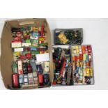 Around one hundred Corgi, Lesney, Matchbox, Britains and other model vehicles including 238 Jaguar