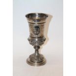 800 grade silver chalice, possibly German, with engraved cartouche "GOBLENZ 23 NOVEMBER 1786-
