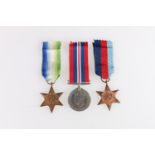 Medals of Robson of the Merchant Navy, comprising WWII war medal, Atlantic star and 1939-1945 star