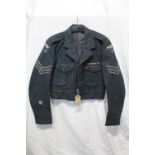 British Royal Air Force uniform, a blue jacket with James Smith and Co Derby Ltd label "Blouse No2
