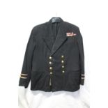 British Royal Navy uniform, a black jacket with S W Silver and Co of London label having brass naval