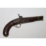 E & W Bond percussion cap officers style pistol, 33cm long