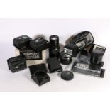 Accessories for a Zenza Bronica GS1/ETR camera including a Zenza Bronica Zenzanon MC 1:5.6, f=