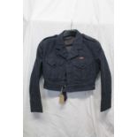 British Royal Air Force uniform, a blue jacket with H Edgard and Sons Ltd label "Blouse No2 Home