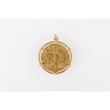 Italian States VENICE gold ducat or zecchino of Ludovico Malin (1789-1797), held within pendant