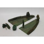 Rare Hornby O gauge model railways Countryside Sections G1 and G2 diorama platforms with five trees,