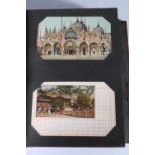 Early 20th century postcards album containing around 190 postcards, mostly of topographical interest