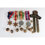 WWII medal group comprising war medal, Defence medal, 1939-1945 star, Africa star, also a KOYLI