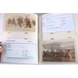 An album of postcards titled "Pipe Bands" containing around 35 postcards and photographs including