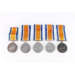 Five WWI war medals including: 2nd Lieutenant Alexander Emslie of the 6th Battalion Gordon