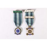 Royal Life Saving Society silver gilt and enamel service cross with 1975 bar [H W FRASER] and a