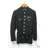 British Police uniform, a black jacket having Northumberland Constabulary buttons, SC collar badges,