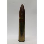 1956 25pounder brass artillery shell casing made into a presentation trophy with inset Bermuda