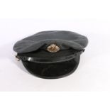 British Royal Air Force uniform, an officer's dress peaked cap with RAFC badge, makers Compton
