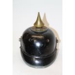 WWI era Imperial German Pickelhaube spiked helmet the interior with partial leather liner and