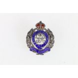 George VI enamelled silver and diamond? Royal Engineers sweetheart brooch, 3cm diameter