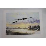 SIMON WILLIAM ATACK (b1957),  Dam Busters off (Avro Lancasters),  Print, pencil signed limited