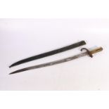 French 1866 pattern sword bayonet with spine marked for St Etienne 1871, blade length 57cm,